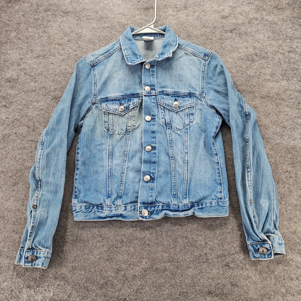 H&M Jean Jacket Womens 8 Button Front Blue Denim Crop